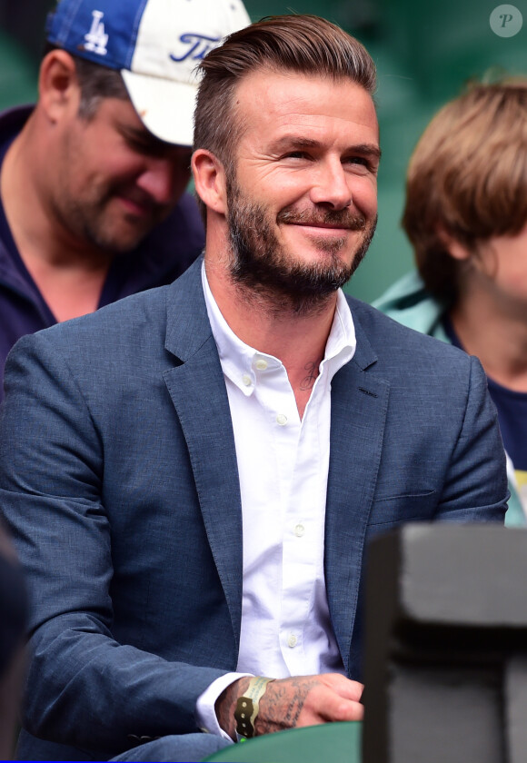 David Beckham au match d'Andy Murray au tournoi de Wimbledon à Londres, le 8 juillet 2015.