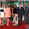 La princesse Stéphanie de Monaco avec ses enfants Pauline Ducruet, Camille Gottlieb et Louis Ducruet à leur arrivée le 10 juillet 2015 au Sporting de Monte-Carlo lors du gala annuel au profit de l'association Fight Aids Monaco, présidée par la princesse Stéphanie de Monaco.