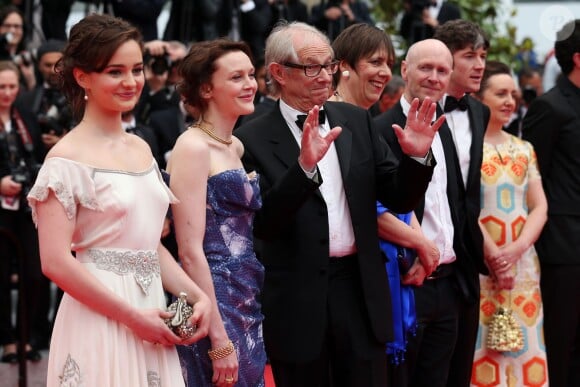 Aisling Franciosi, Simone Kirby, Ken Loach, Rebecca O'Brien, Paul Laverty, Barry Ward, guest - Montée des marches du film "Jimmy's Hall" lors du 67 ème Festival du film de Cannes – Cannes le 22 mai 2014.  