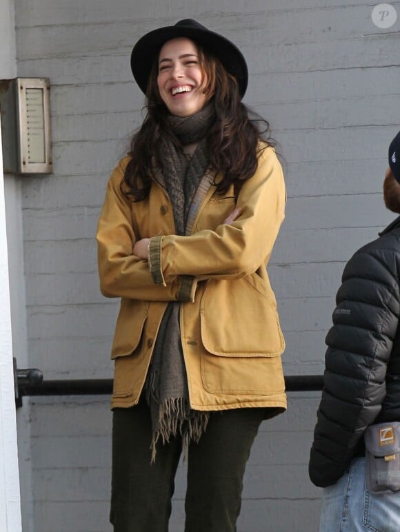 Exclusif - Rebecca Hall sur le tournage du film "Tumbledown" à Boston, le 31 mars 2014 