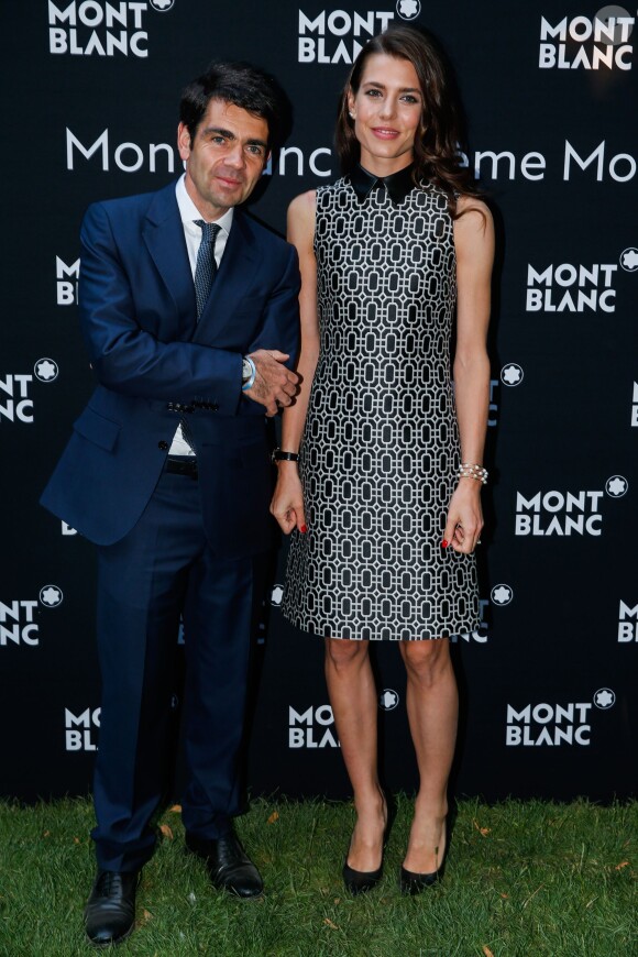 Jérôme Lambert (CEO International de Montblanc) et Charlotte Casiraghi - Lancement de la collection "Montblanc Bohème Moongarden" à l'Orangerie Ephémère du jardin des Tuileries, place de la Concorde à Paris, le 9 juillet 2015.