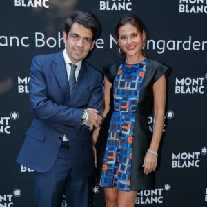 Jérôme Lambert (CEO International de Montblanc) et Virginie Ledoyen - Lancement de la collection "Montblanc Bohème Moongarden" à l'Orangerie Ephémère du jardin des Tuileries, place de la Concorde à Paris, le 9 juillet 2015.