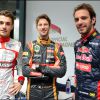 Les Français Jules Bianchi, Romain Grosjean et Jean-Eric Vergne lors du Grand Prix d'Australie à Melbourne, le 13 mars 2014