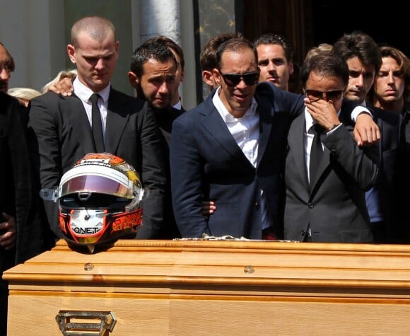 Pastor Maldonao et Felipe Massa lors des obsèques de Jules Bianchi en la cathédrale Sainte-Réparate à Nice, le 21 juillet 2015