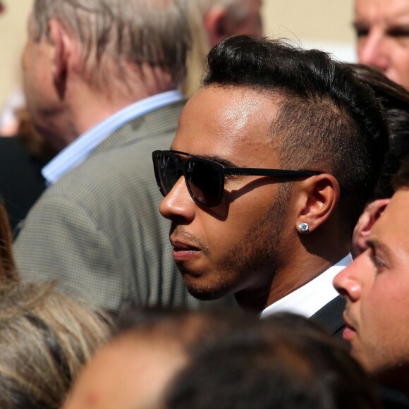 Lewis Hamilton lors des obsèques de Jules Bianchi en la cathédrale Sainte-Réparate à Nice, le 21 juillet 2015