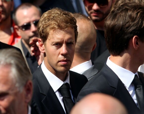 Sebastian Vettel lors des obsèques de Jules Bianchi en la cathédrale Sainte-Réparate à Nice, le 21 juillet 2015