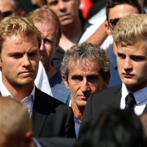 Nico Rosberg, Alain Prost et Marcus Ericsson lors des obsèques de Jules Bianchi en la cathédrale Sainte-Réparate à Nice, le 21 juillet 2015