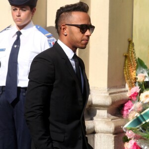 Lewis Hamilton lors des obsèques de Jules Bianchi en la cathédrale Sainte-Réparate à Nice, le 21 juillet 2015