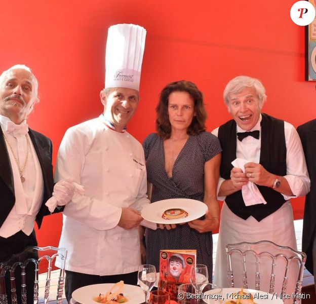 Exclusif - La princesse Stephanie avec le chef Philippe Joannès du Fairmont Monte-Carlo et les Castors lors de la conférence de presse du Circus Dinner Show, jeudi 16 juillet 2015.