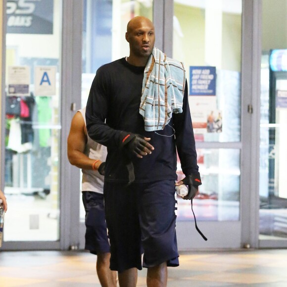 Exclusif - Lamar Odom à la sortie de son cours de gym à Los Angeles, le 5 octobre 2014