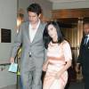 Katy Perry, au bras de John Mayer, sort du club "Friars Club Roast of Don Rickles" au Waldorf Astoria a New York. Le 24 juin 2013  