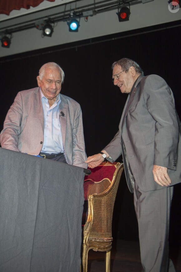 Exclusif - Michel Galabru et Robert Hosseinlors du Festi'Vittel 2015 (Cure de Théâtre) à Vittel le 20 juillet 2015.