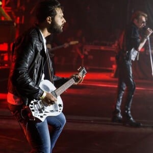 Exclusif - Johnny Hallyday en concert aux Francofolies à La Rochelle le 14 juillet 2015 avec Maxime Nucci à la guitare.