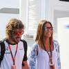 Fernando Alonso et sa belle Lara Alvarez, dans le paddock lors du Grand Prix de Hongrie sur le circuit du Hungaroring, le 25 juillet 2015
