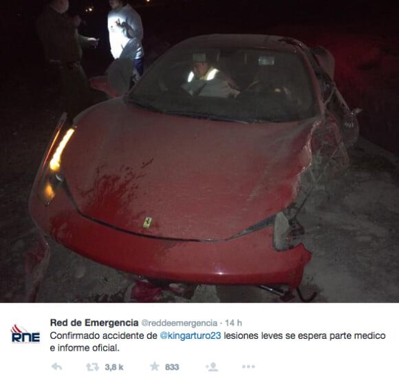 L'accident d'Arturo Vidal au Chili le 16 juin 2015.