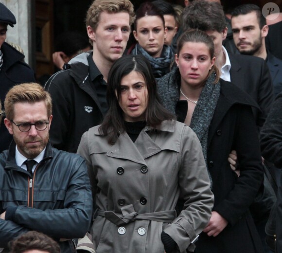 Charlotte Bonnet lors des obsèques de Camille Muffat en l'église Saint Jean-Baptiste-Le Vœu à Nice, le 25 mars 2015