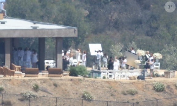 Exclusif - Cérémonie religieuse du baptême transgenre pour Caitlyn Jenner, née William Bruce Jenner, dans sa propriété de Malibu le 23 juillet 2015.