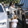 Kourtney Kardashian et ses enfants Penelope et Reign Aston quittent le centre de fitness pour enfants My Gym à Woodland Hills. Los Angeles, le 2 août 2015.