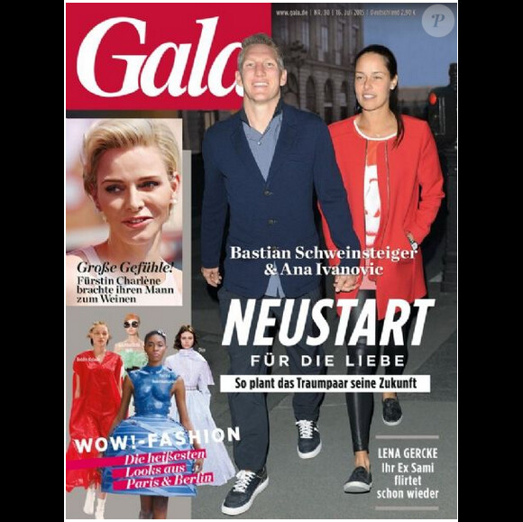 Bastian Schweinsteiger et Ana Ivanovic en couverture du "Gala" allemand - 16 juillet 2015. 