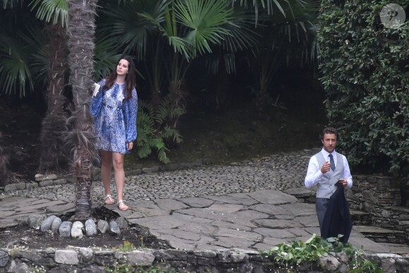 Lana Del Rey et son compagnon Francesco Carrozzini - Arrivées au mariage religieux de Pierre Casiraghi et Beatrice Borromeo sur les Iles Borromées, sur le Lac Majeur, le 1er août 2015.
