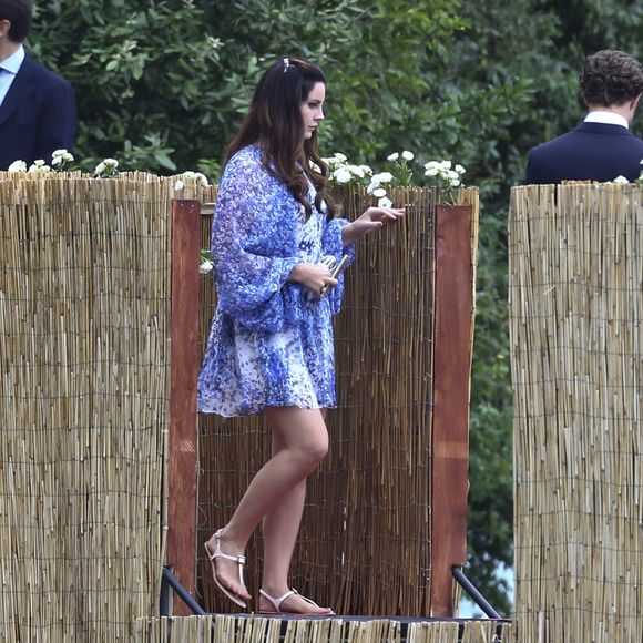 Lana Del Rey et son compagnon Francesco Carrozzini au mariage religieux de Pierre Casiraghi et Beatrice Borromeo sur les Iles Borromées, sur le Lac Majeur, le 1er août 2015.