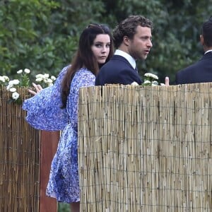 Lana Del Rey et son compagnon Francesco Carrozzini au mariage religieux de Pierre Casiraghi et Beatrice Borromeo sur les Iles Borromées, sur le Lac Majeur, le 1er août 2015.