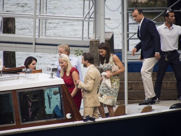 Lana Del Rey and her Italian photographer boyfriend Francesco Carrozzini and Crown Princess Mette-Marit of Norway leaving the Hotel des Iles Borromees to join the Island Isola Madre where they'll attend the opening party of the religious wedding of Beatrice Borromeo and Pierre Casiraghi, in Stresa, Italy, on 31st July, 2015. Photo by ABACAPRESS.COM01/08/2015 - Stresa