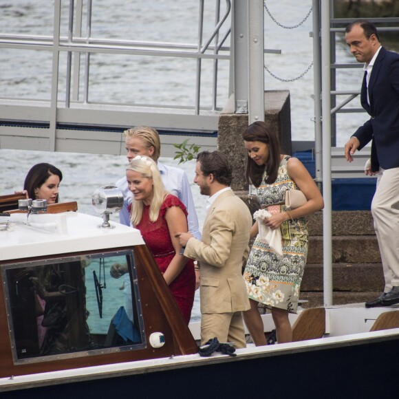 Lana Del Rey and her Italian photographer boyfriend Francesco Carrozzini and Crown Princess Mette-Marit of Norway leaving the Hotel des Iles Borromees to join the Island Isola Madre where they'll attend the opening party of the religious wedding of Beatrice Borromeo and Pierre Casiraghi, in Stresa, Italy, on 31st July, 2015. Photo by ABACAPRESS.COM01/08/2015 - Stresa