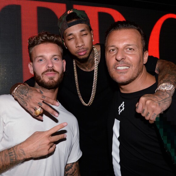 Exclusif - M. Pokora, Tyga et Jean-Roch au VIP Room à Saint-Tropez, le 5 août 2015.