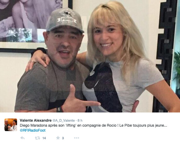 Diego Maradona avec sa belle Rocio Oliva après son lifting - février 2015
