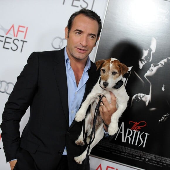 Jean Dujardin et Uggie au AFI FEST 2011 à Los Angeles, le 8 novembre 2011.