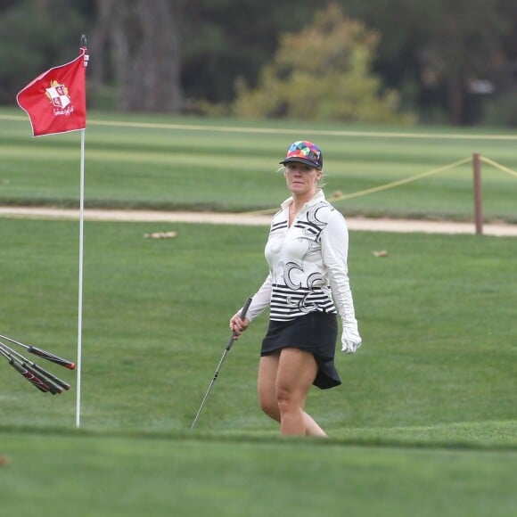 Exclusif - Jennie Garth et son nouveau mari Dave Abrams se sont offerts une partie de golf, à Toluca Lake, le 6 août 2015.