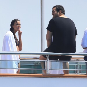 Exclusif - Michelle Rodriguez à bord d'un yacht avec Mohammed Al Turki et d'autres amis à Formentera, le 9 août 2015.