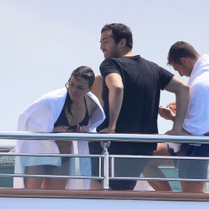Exclusif - Michelle Rodriguez en vacances avec Mohammed Al Turki et d'autres amis à Formentera, le 9 août 2015.