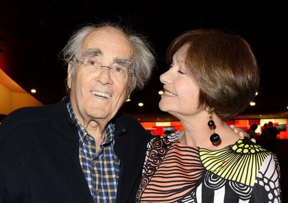 Michel Legrand et sa femme Macha Méril - People au spectacle de Chevallier et Laspalès "Vous reprendrez bien quelques sketches" à l'Olympia le 23 avril 2015.