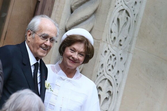 Michel Legrand et Macha Méril - Mariage religieux de Michel Legrand et de Macha Méril en la cathédrale Saint-Alexandre-Nevsky de Paris le 18 septembre 2014.