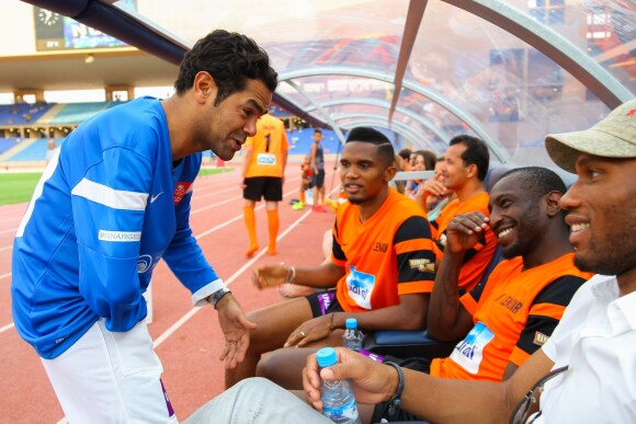 Jamel Debbouze, Samuel Eto'o et Didier Drogba - Match de football de bienfaisance au profit de l'association d'aide aux enfants Al Karam à Marrakech dans le cadre du Marrakech du Rire 2015 le 14 juin 2015  