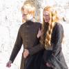 Tournage de la saison 5 de la série "Game of Thrones" à Dubrovnik en Croatie le 24 septembre 2014 avec Lena Heady (Cersei Lannister) et Dean-Charles Chapman (Tommen Baratheon)