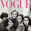 Couverture de Vogue Magazine, janvier 1990, avec Naomi Campbell, Linda Evangelista, Christy Turlington et Tatjana Patitz
