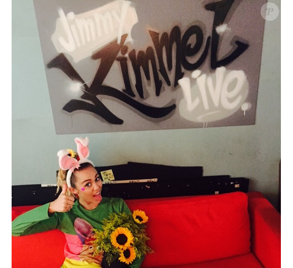 Miley Cyrus est l'invitée de l'émission de Jimmy Kimmel / photo postée sur le compte Instagram de la chanteuse au mois d'août 2015.