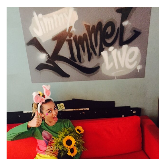 Miley Cyrus est l'invitée de l'émission de Jimmy Kimmel / photo postée sur le compte Instagram de la chanteuse au mois d'août 2015.