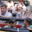 Exclusif - Le footballeur anglais Steven Gerrard avec ses filles Lilly-Ella, Lourdes et Lexie, et sa femme Alex, et ses deux neveux aux Universal Studios à Hollywood le 19 août 2015.