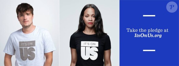 Zoe Saldana et Josh Hutcherson posent pour une affiche de la campagne It's On Us.