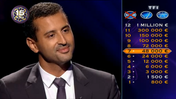 Jaafar Meziane dans Qui veut gagner des millions ? sur TF1, le samedi 5 septembre 2015.