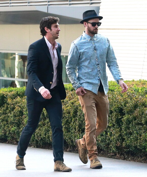 Exclusif - Justin Timberlake se rend à un rendez-vous avec un ami à Century city. Le 5 février 2015