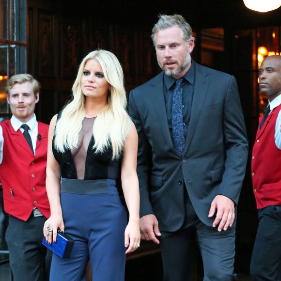 Jessica Simpson et son mari Eric Johnson à la sortie de leur hôtel à New York, le 9 septembre 2015