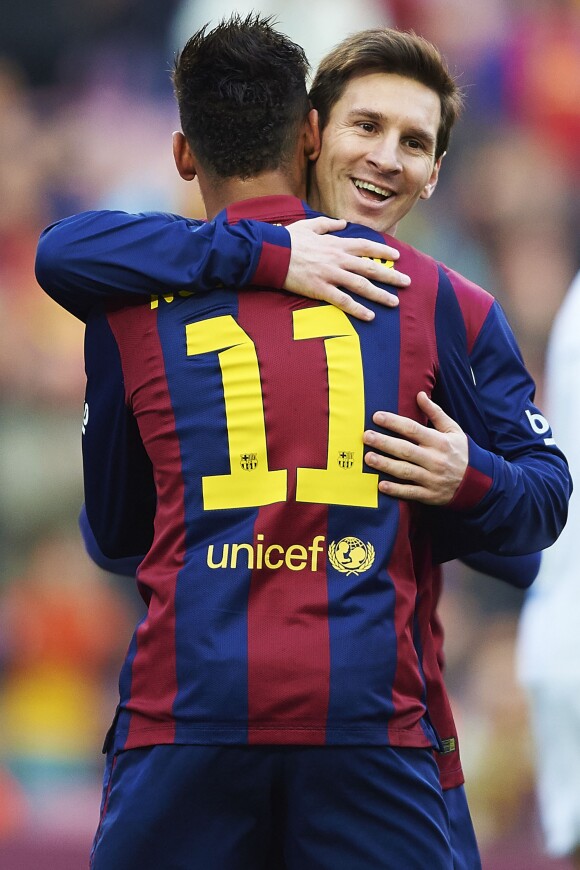 Lionel Messi et Neymar à Barcelone le 15 février 2015. 