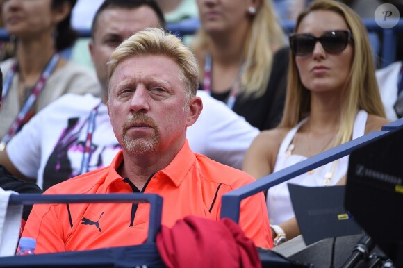 Jelena Ristic et Boris Becker lors des demi-finales de l'US Open à l'USTA Billie Jean King National Tennis Center de Flushing dans le Queens à New York, le 11 septembre 2015