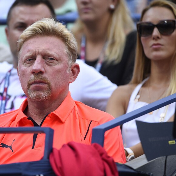 Jelena Ristic et Boris Becker lors des demi-finales de l'US Open à l'USTA Billie Jean King National Tennis Center de Flushing dans le Queens à New York, le 11 septembre 2015