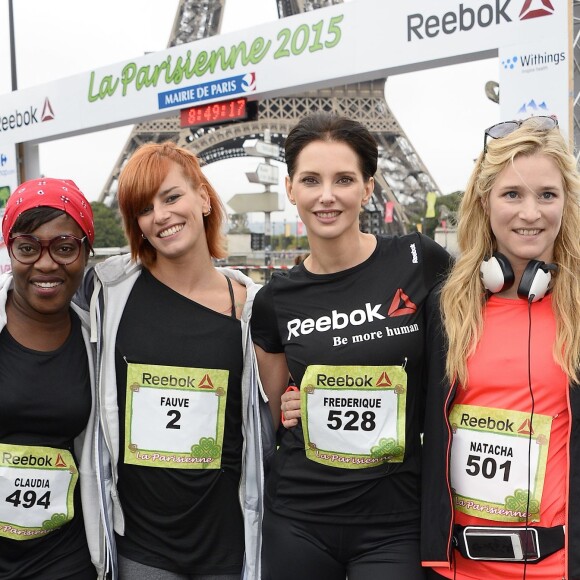 Claudia Tagbo, Fauve Hautot, Frédérique Bel et Natacha Régnier - Départ de la 19e édition "La Parisienne" à Paris le 13 septembre 2015.